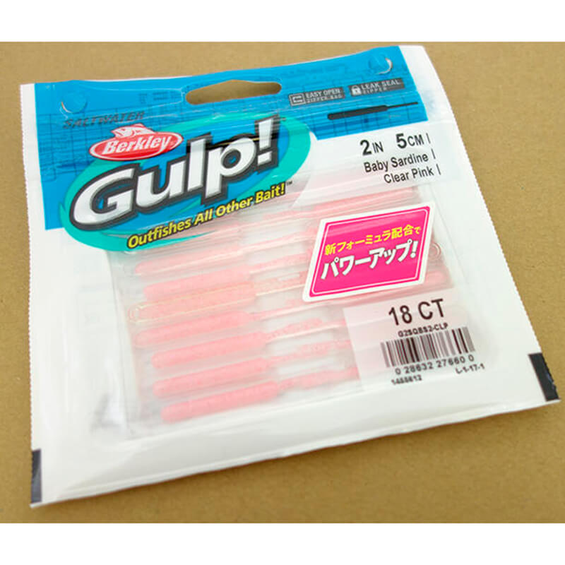 Силиконовая приманка Berkley Gulp! SW Baby Sardine 2'' 18CT #Clear Kabura Green