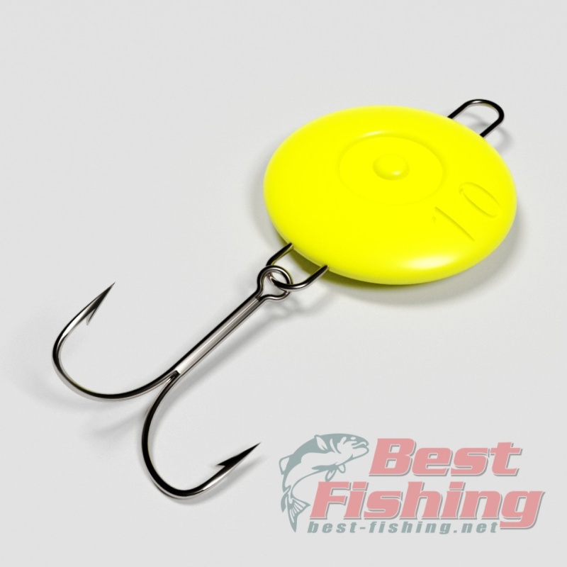 Пуговица - блесна Best Fishing с крючком 15гр. (5шт.) Lemon