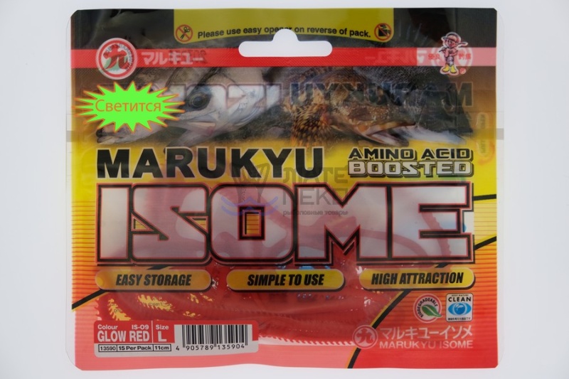 Силиконовая приманка Marukyu Isome L IS-09 glow red 13590